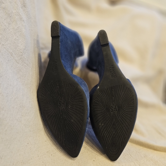 Franco Sarto Faye Women's Wedge Pumps Blue Suede Leather Pointed Toe Size10 - Picture 4 of 6